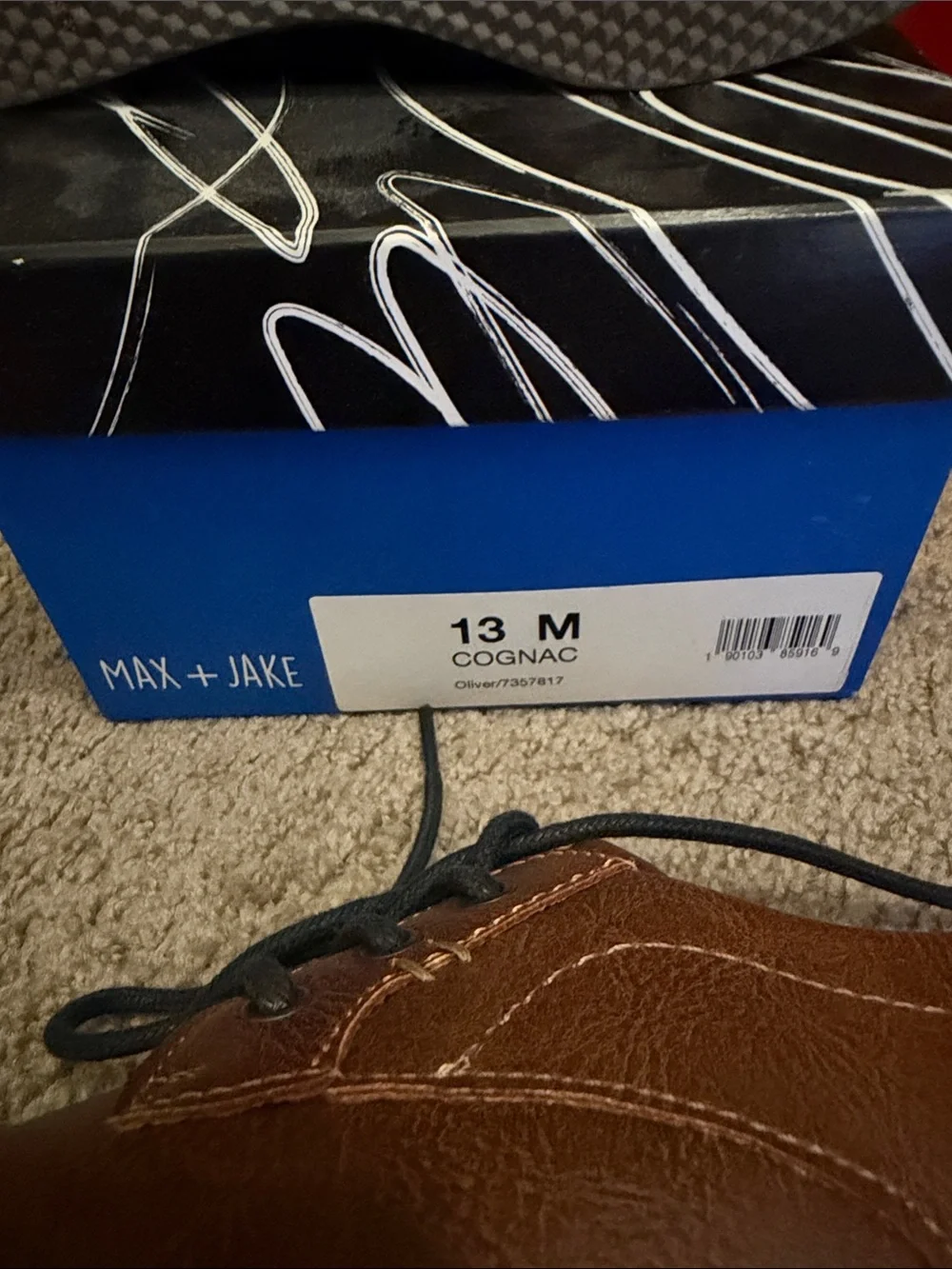 Kids Max + Jake Oxford Brown Casual Lace-Up Shoes with Navy Accents